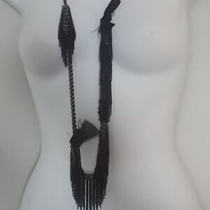 COPY - Lee Angle Neiman Black Fringe Necklace NWT 395